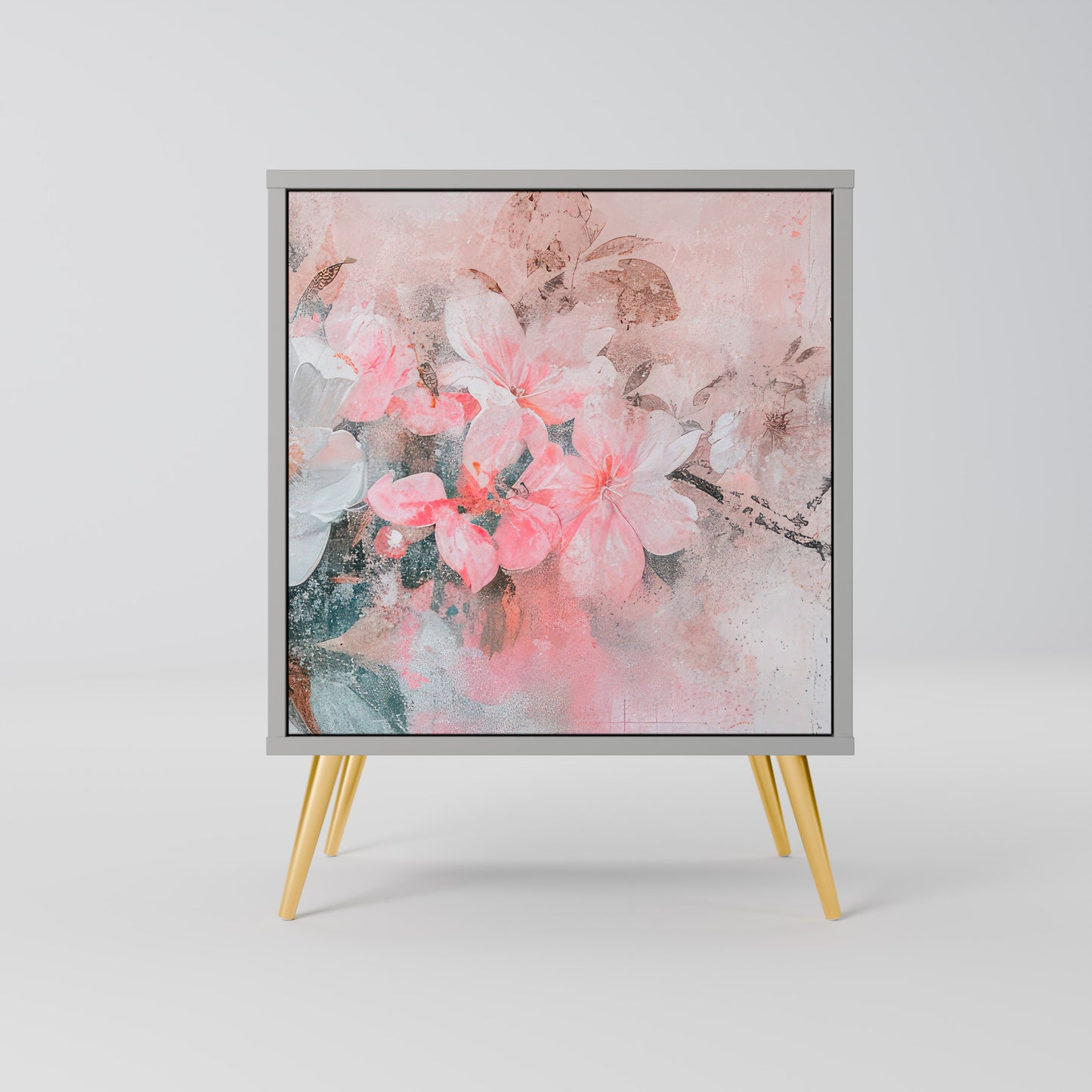 CHERRY BLOSSOM 1-Door Sideboard in Grey Finish