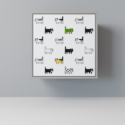 CATS COMPILATION Credenza a 1 anta con finitura grigia