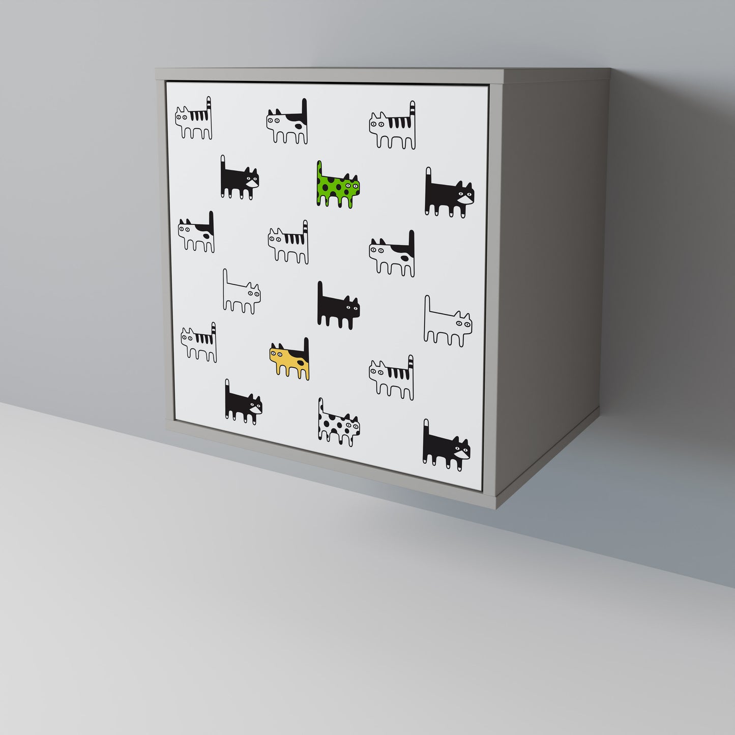 CATS COMPILATION Credenza a 1 anta con finitura grigia