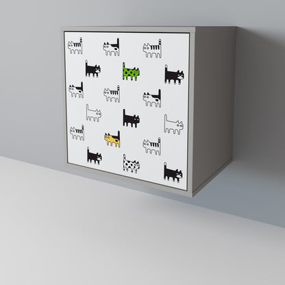 CATS COMPILATION Credenza a 1 anta con finitura grigia