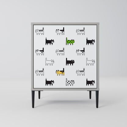 CATS COMPILATION Credenza a 1 anta con finitura grigia