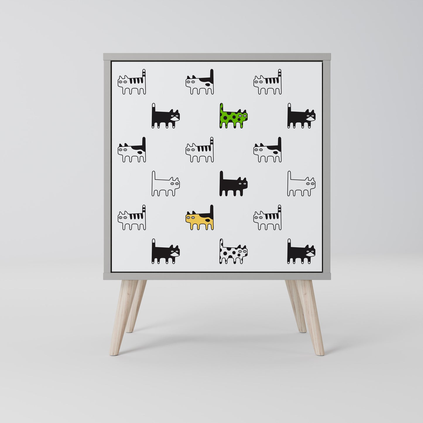 CATS COMPILATION Credenza a 1 anta con finitura grigia