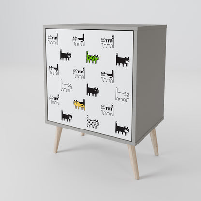 CATS COMPILATION Credenza a 1 anta con finitura grigia