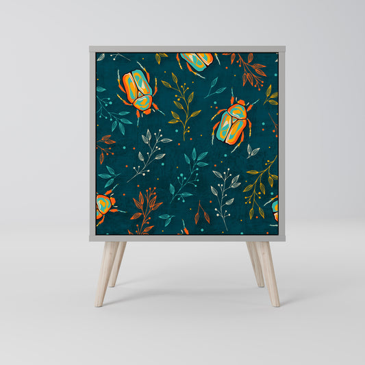 Credenza AUTUMN INSETTI a 1 anta con finitura grigia