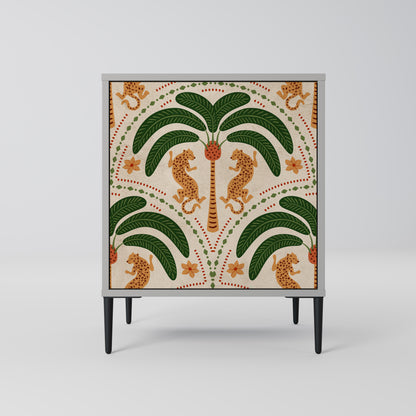 Credenza DANCING PREDATORS a 1 anta con finitura grigia