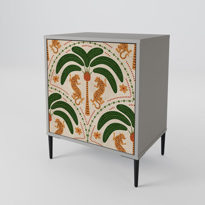 Credenza DANCING PREDATORS a 1 anta con finitura grigia