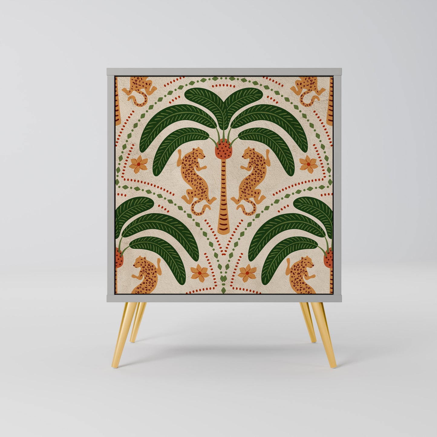 Credenza DANCING PREDATORS a 1 anta con finitura grigia