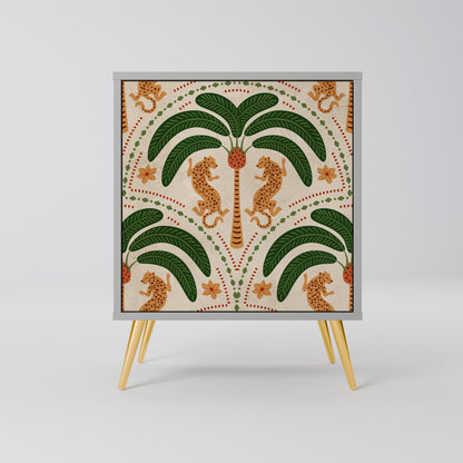 Credenza DANCING PREDATORS a 1 anta con finitura grigia