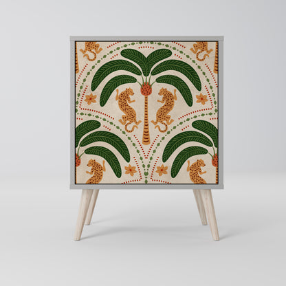 Credenza DANCING PREDATORS a 1 anta con finitura grigia