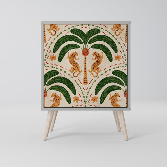 Credenza DANCING PREDATORS a 1 anta con finitura grigia