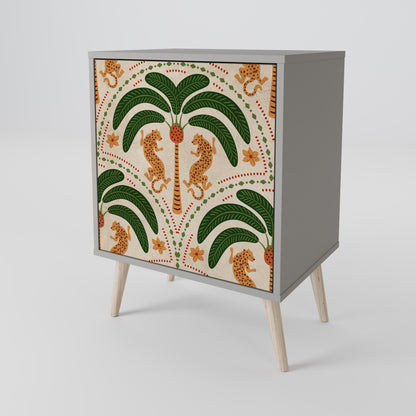 Credenza DANCING PREDATORS a 1 anta con finitura grigia