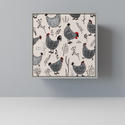 Credenza HAPPY HENS a 1 anta con finitura grigia