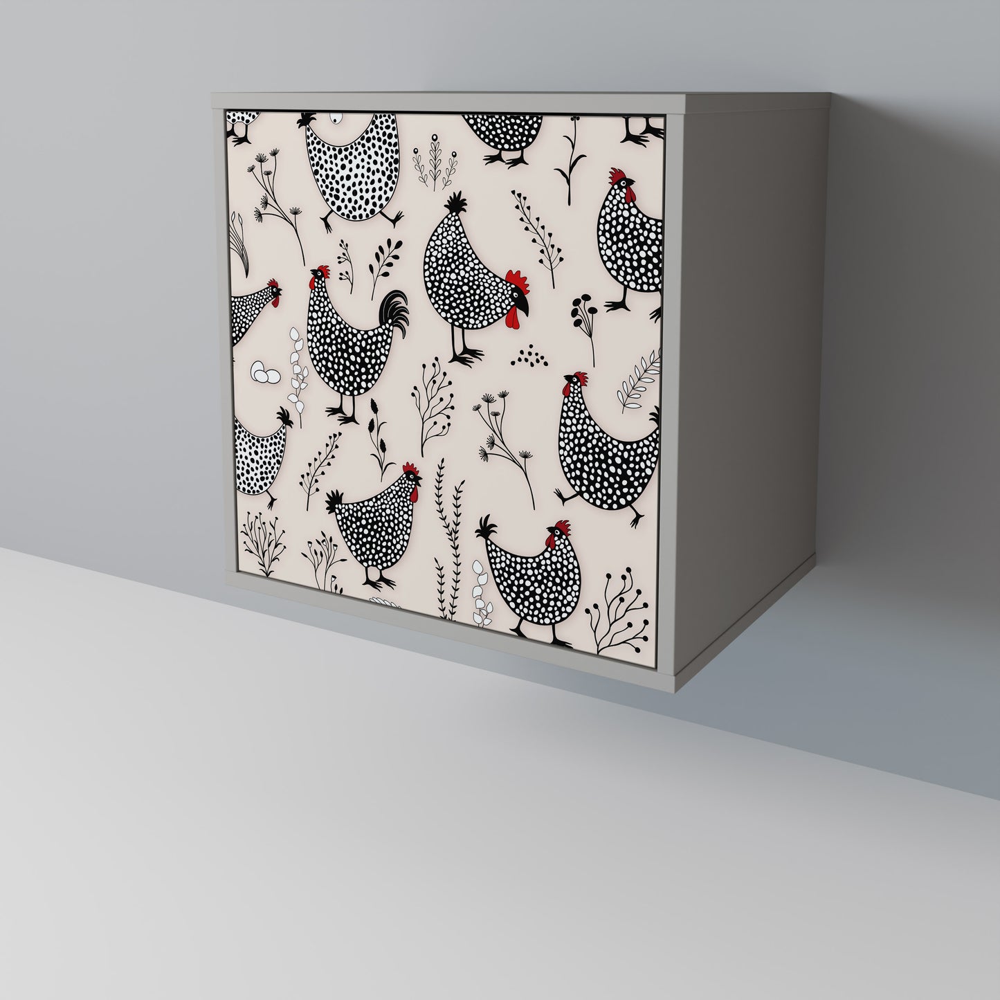 Credenza HAPPY HENS a 1 anta con finitura grigia