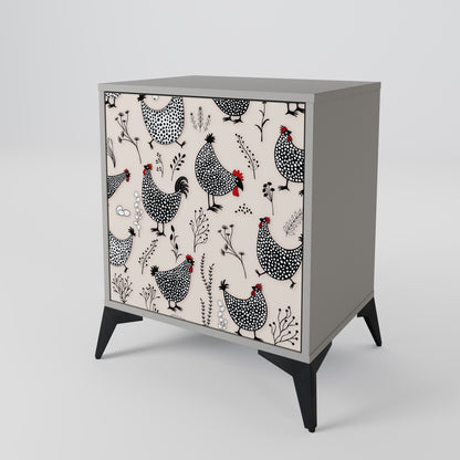 Credenza HAPPY HENS a 1 anta con finitura grigia
