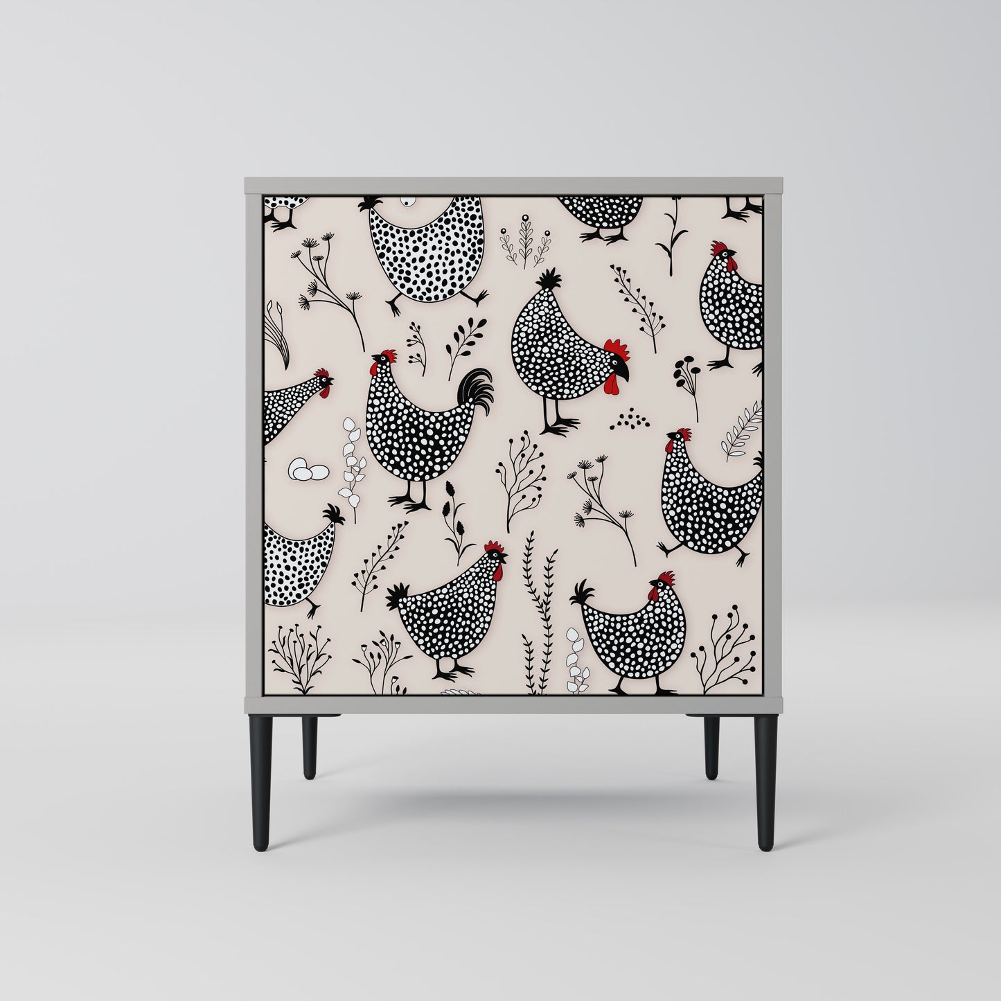 Credenza HAPPY HENS a 1 anta con finitura grigia