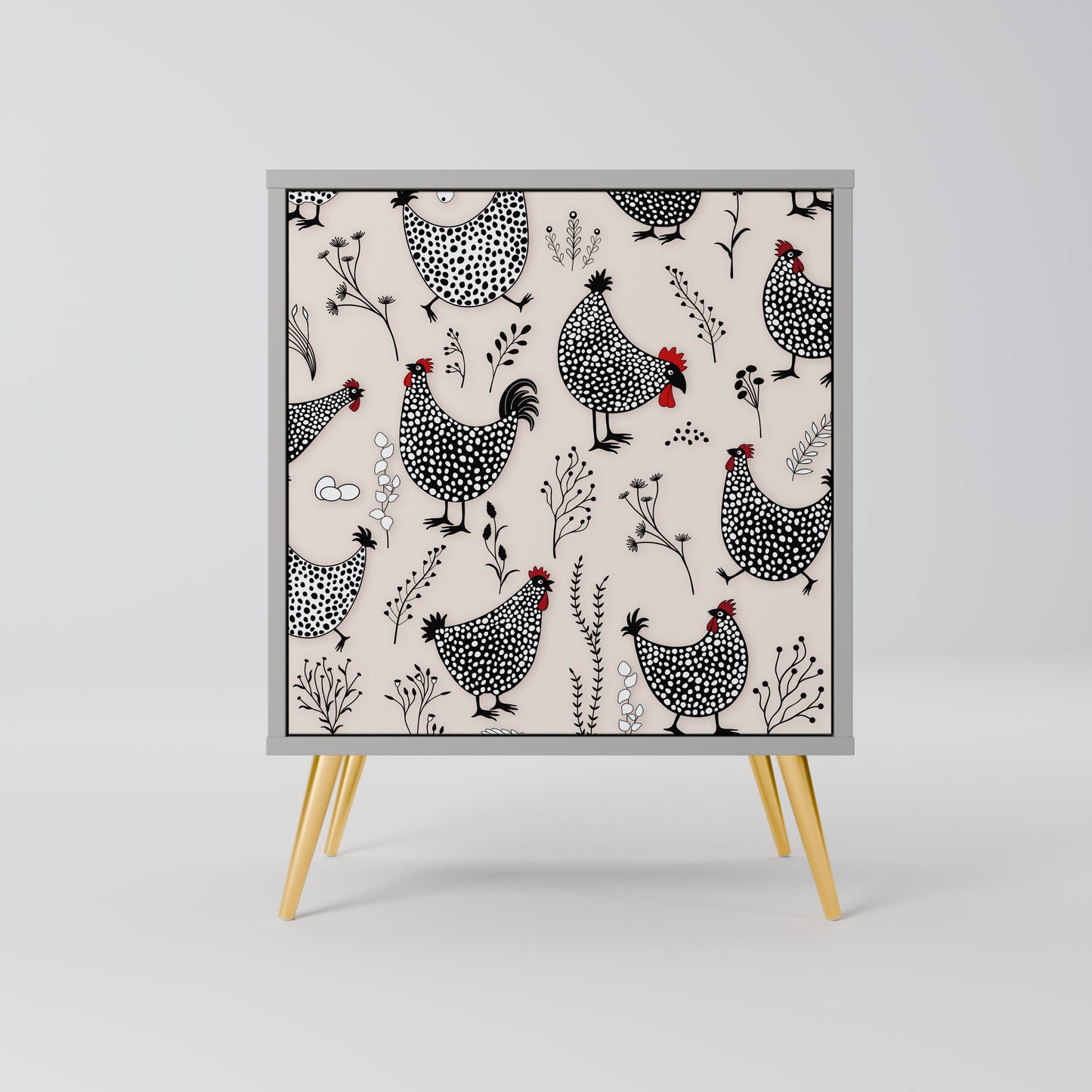 Credenza HAPPY HENS a 1 anta con finitura grigia