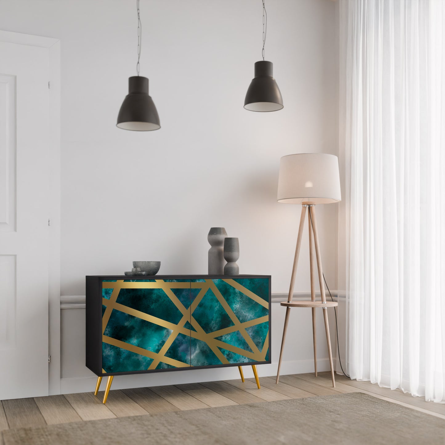 THE LABYRINTH OF GOLD 2-Door Sideboard in Black Finish