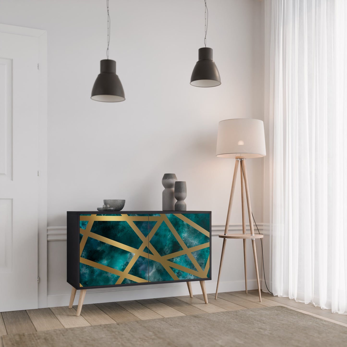 THE LABYRINTH OF GOLD 2-Door Sideboard in Black Finish