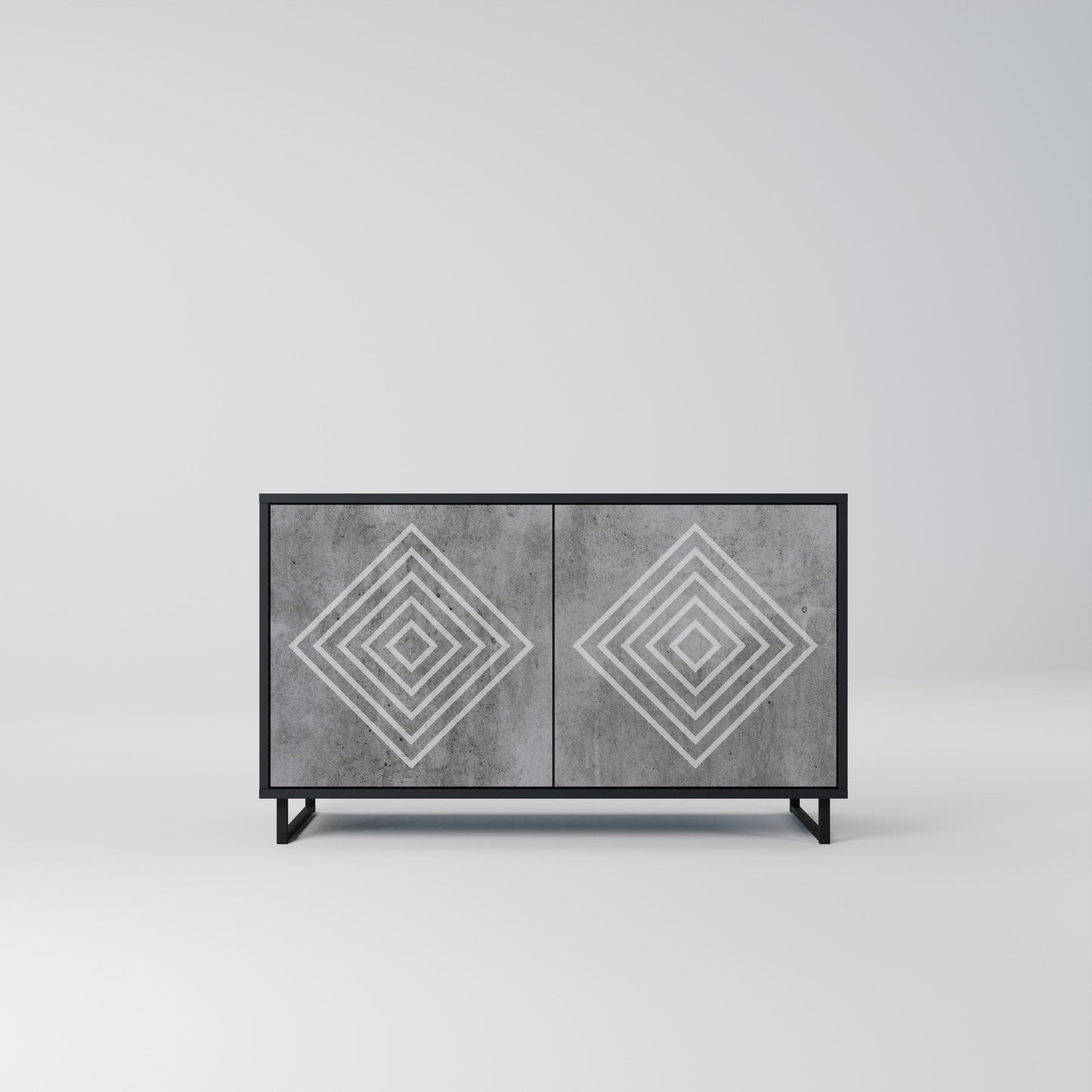 POLYGONAL ARTISTRY 2-Door Sideboard in Black Finish