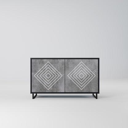 POLYGONAL ARTISTRY 2-Door Sideboard in Black Finish