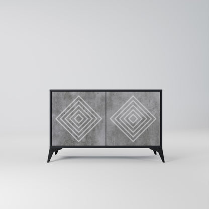 POLYGONAL ARTISTRY 2-Door Sideboard in Black Finish