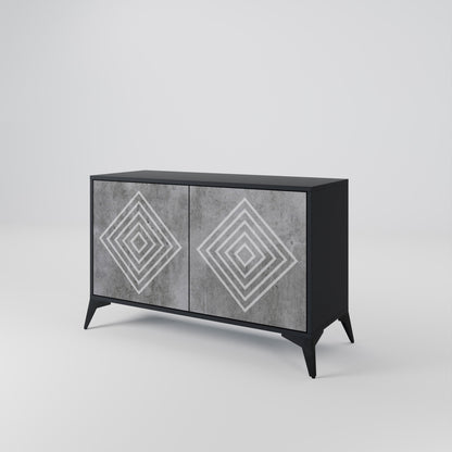 POLYGONAL ARTISTRY 2-Door Sideboard in Black Finish