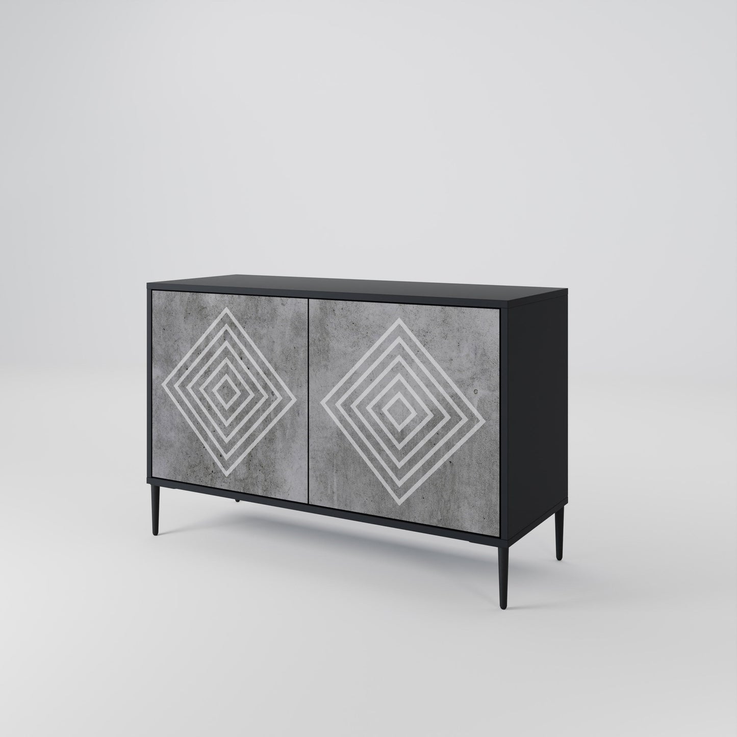 POLYGONAL ARTISTRY 2-Door Sideboard in Black Finish