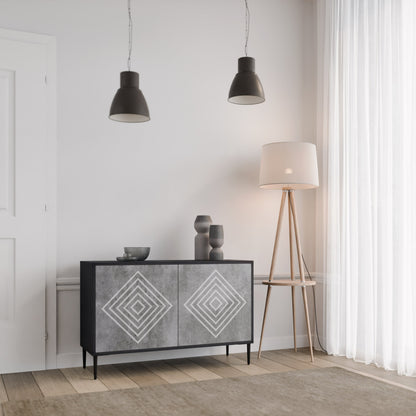 POLYGONAL ARTISTRY 2-Door Sideboard in Black Finish