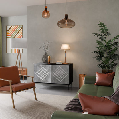 POLYGONAL ARTISTRY 2-Door Sideboard in Black Finish