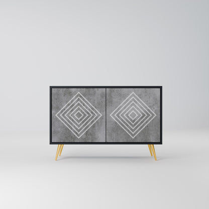 POLYGONAL ARTISTRY 2-Door Sideboard in Black Finish
