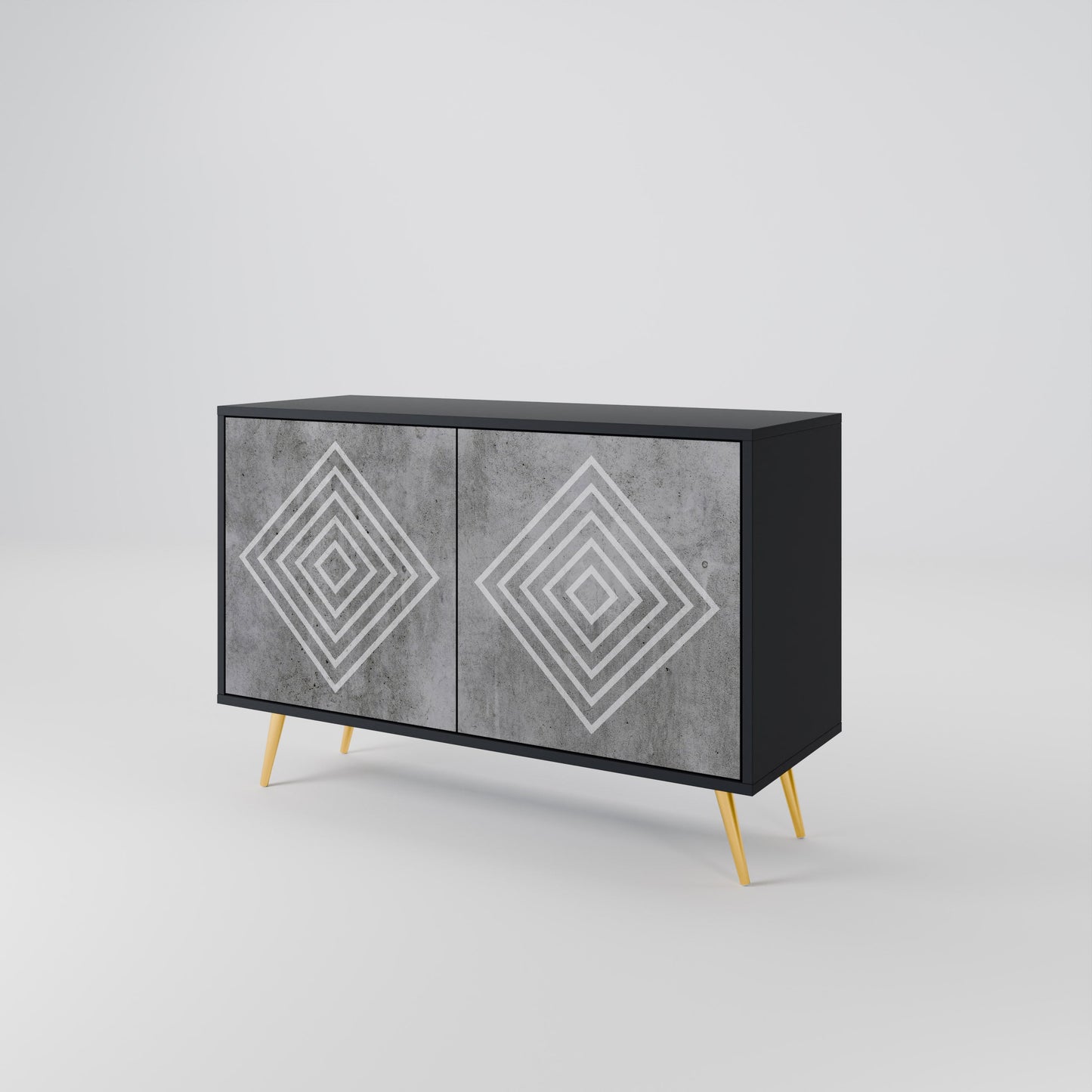 POLYGONAL ARTISTRY 2-Door Sideboard in Black Finish