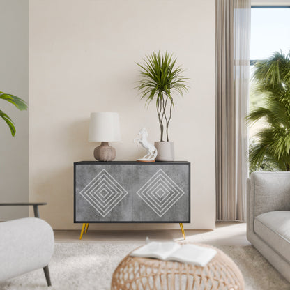 POLYGONAL ARTISTRY 2-Door Sideboard in Black Finish