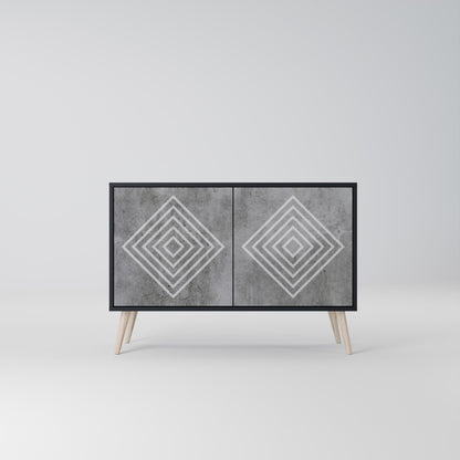 POLYGONAL ARTISTRY 2-Door Sideboard in Black Finish