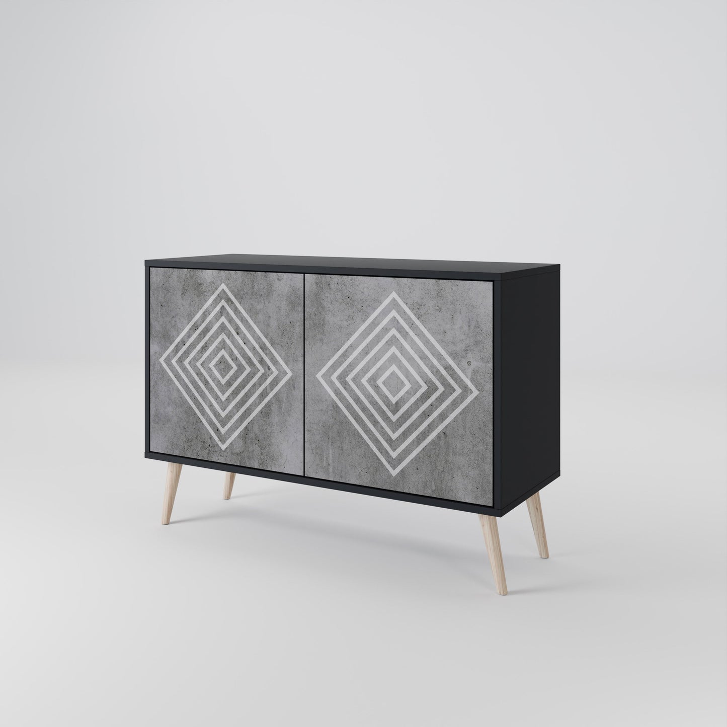 POLYGONAL ARTISTRY 2-Door Sideboard in Black Finish
