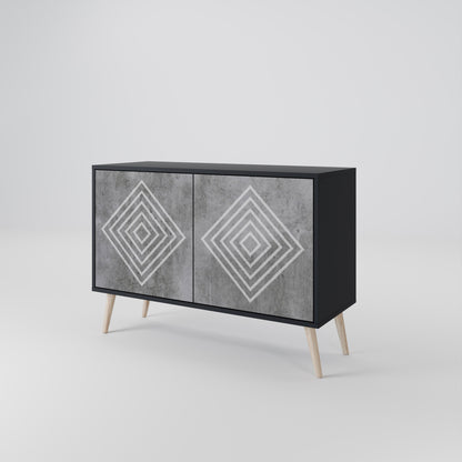 POLYGONAL ARTISTRY 2-Door Sideboard in Black Finish