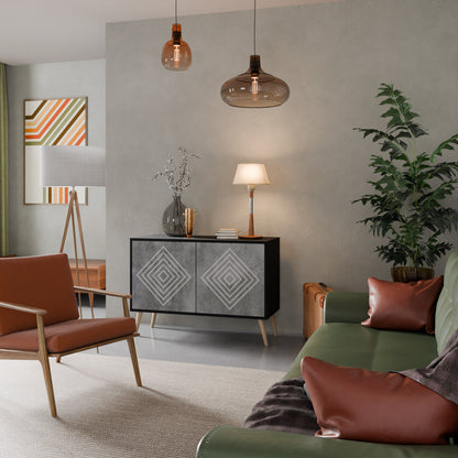 POLYGONAL ARTISTRY 2-Door Sideboard in Black Finish