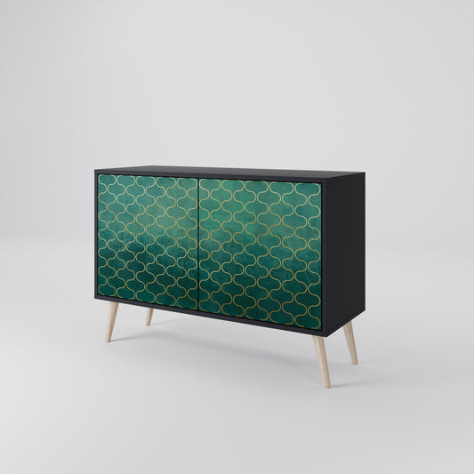 TESSELATED GREENERY 2-Door Sideboard in Black Finish