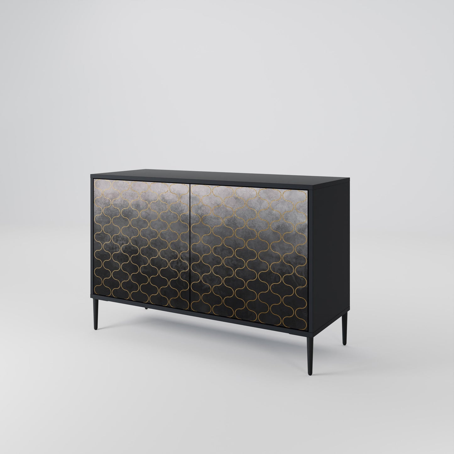 TESSELATED GRAYISH 2-Door Sideboard in Black Finish
