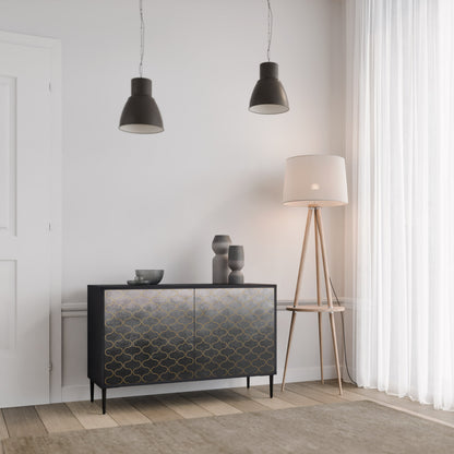 TESSELATED GRAYISH 2-Door Sideboard in Black Finish