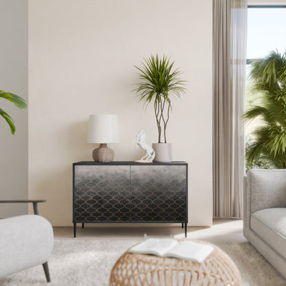 TESSELATED GRAYISH 2-Door Sideboard in Black Finish