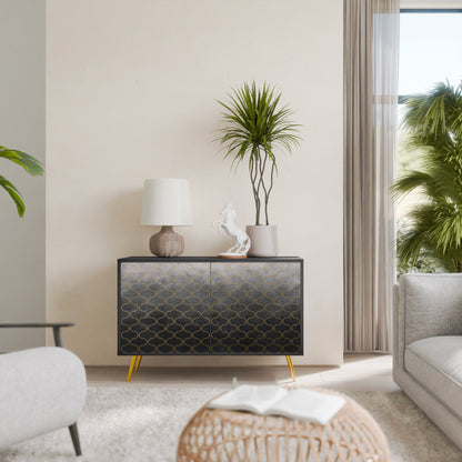 TESSELATED GRAYISH 2-Door Sideboard in Black Finish