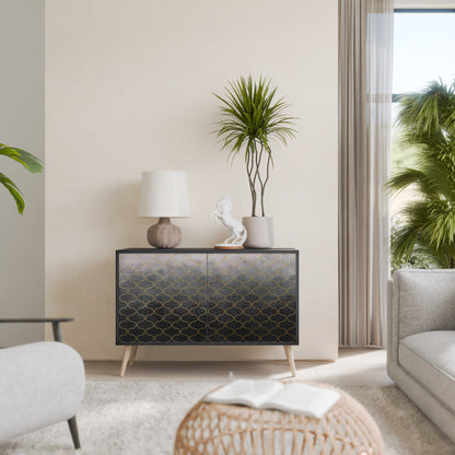 TESSELATED GRAYISH 2-Door Sideboard in Black Finish