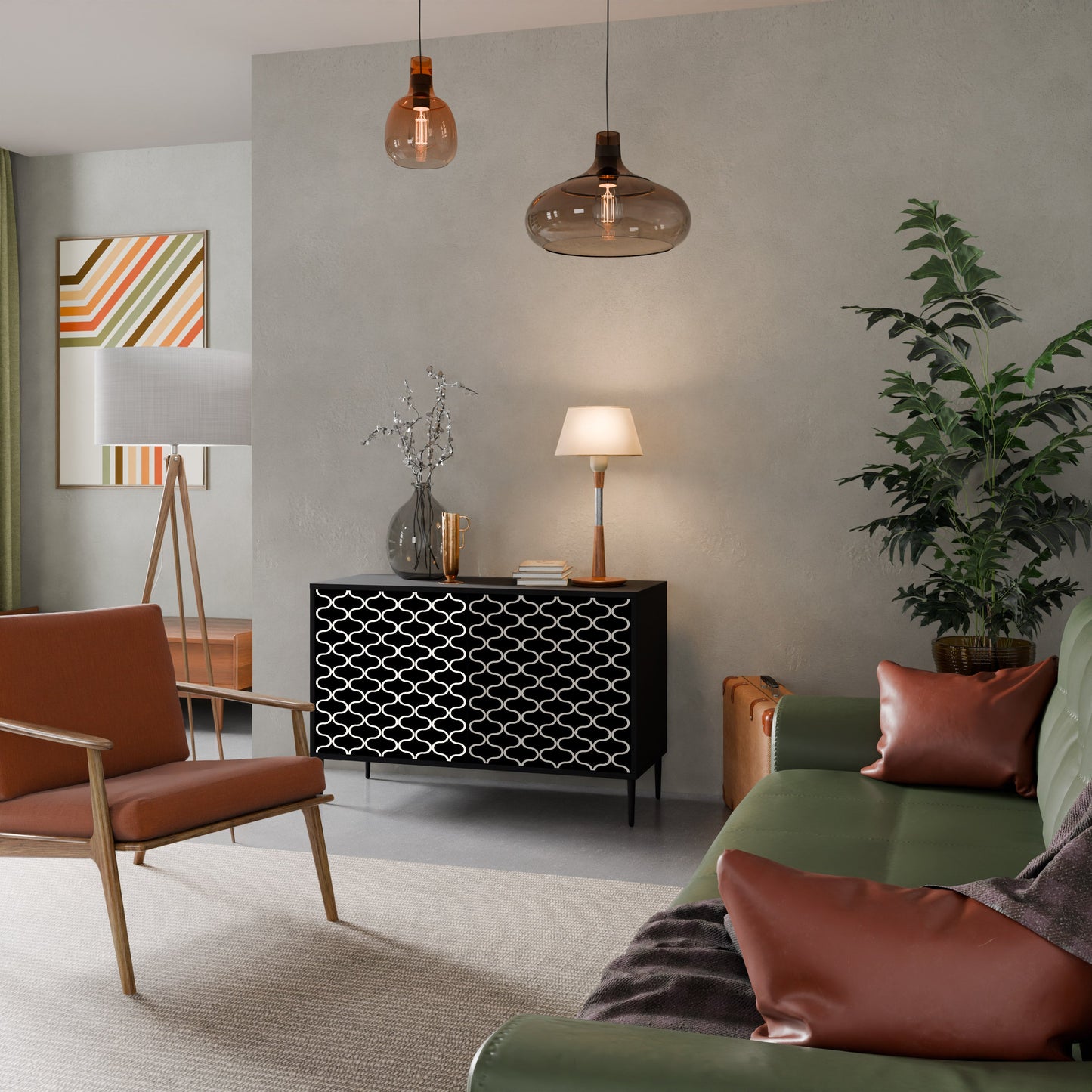 TESSELATED BLACKNESS 2-Door Sideboard in Black Finish