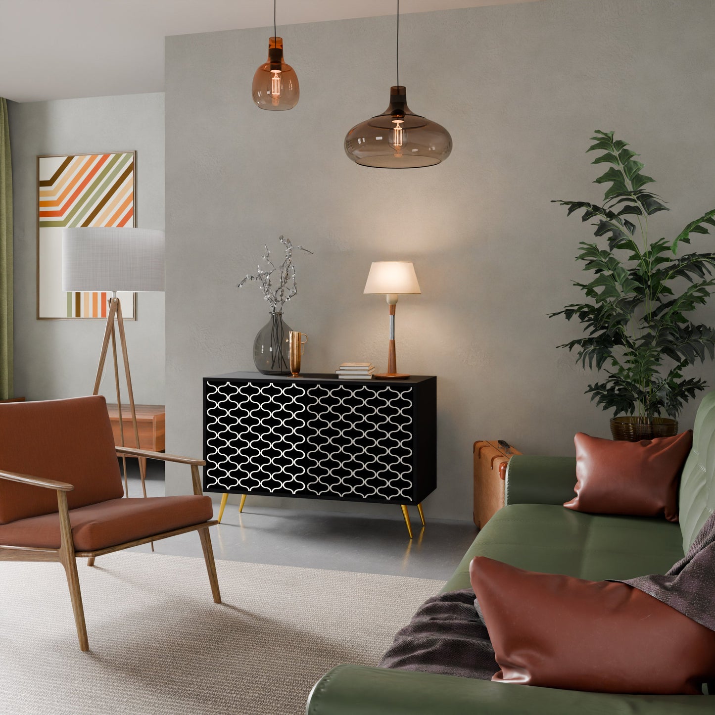 TESSELATED BLACKNESS 2-Door Sideboard in Black Finish