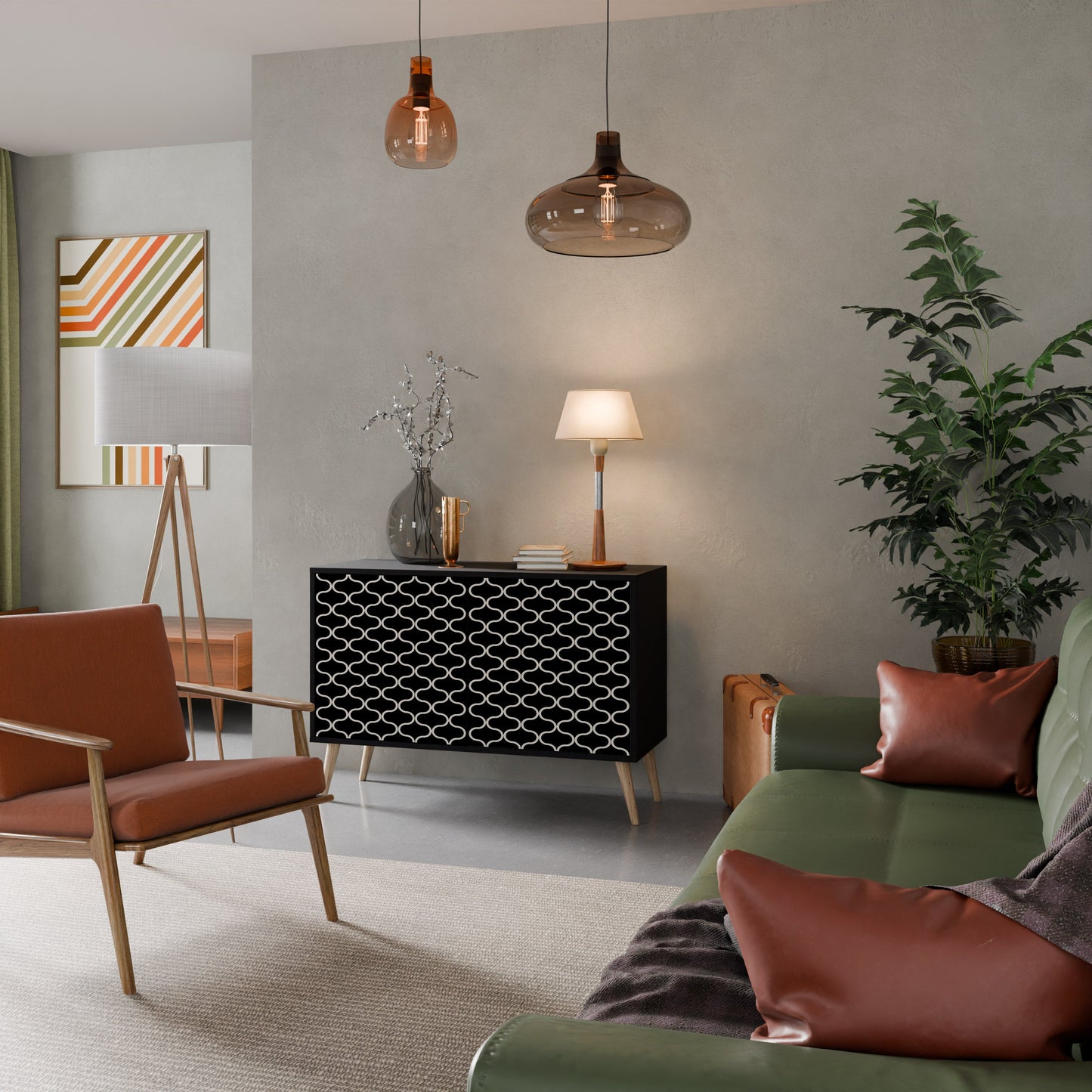 TESSELATED BLACKNESS 2-Door Sideboard in Black Finish