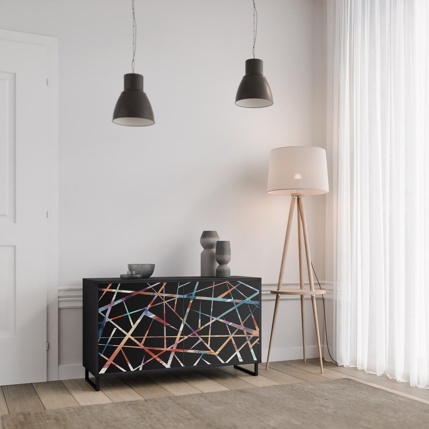 POLYGON VERVE 2-Door Sideboard in Black Finish