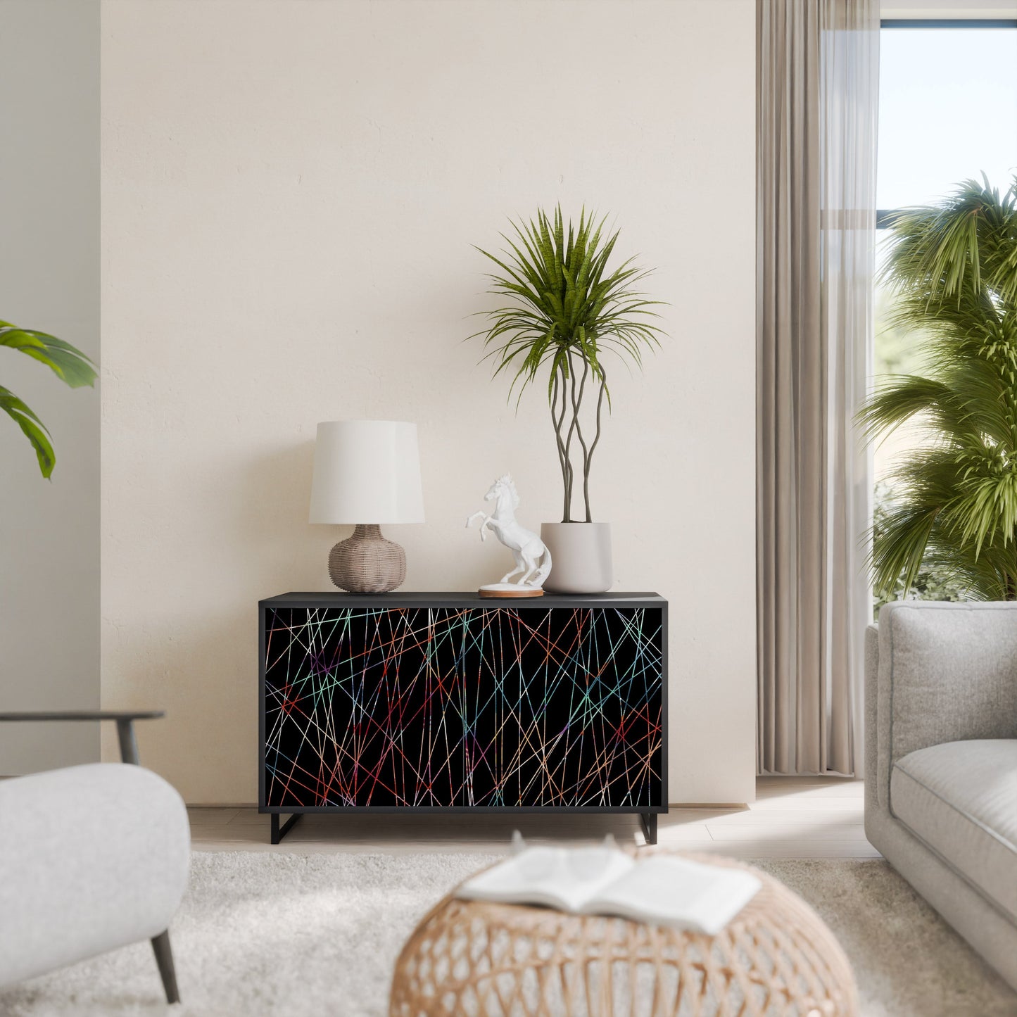 LUMINOUS SNARE 2-Door Sideboard in Black Finish