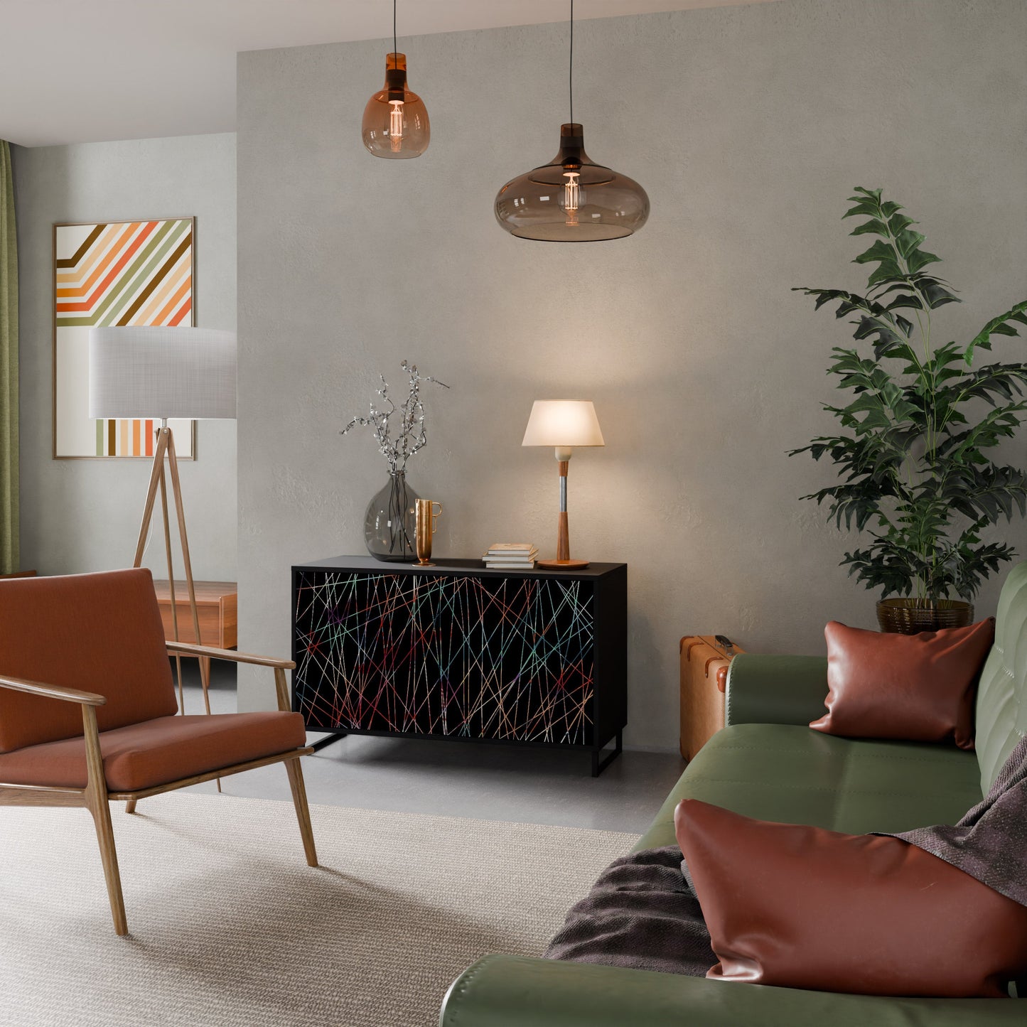 LUMINOUS SNARE 2-Door Sideboard in Black Finish