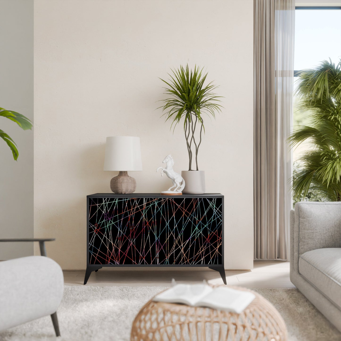 LUMINOUS SNARE 2-Door Sideboard in Black Finish