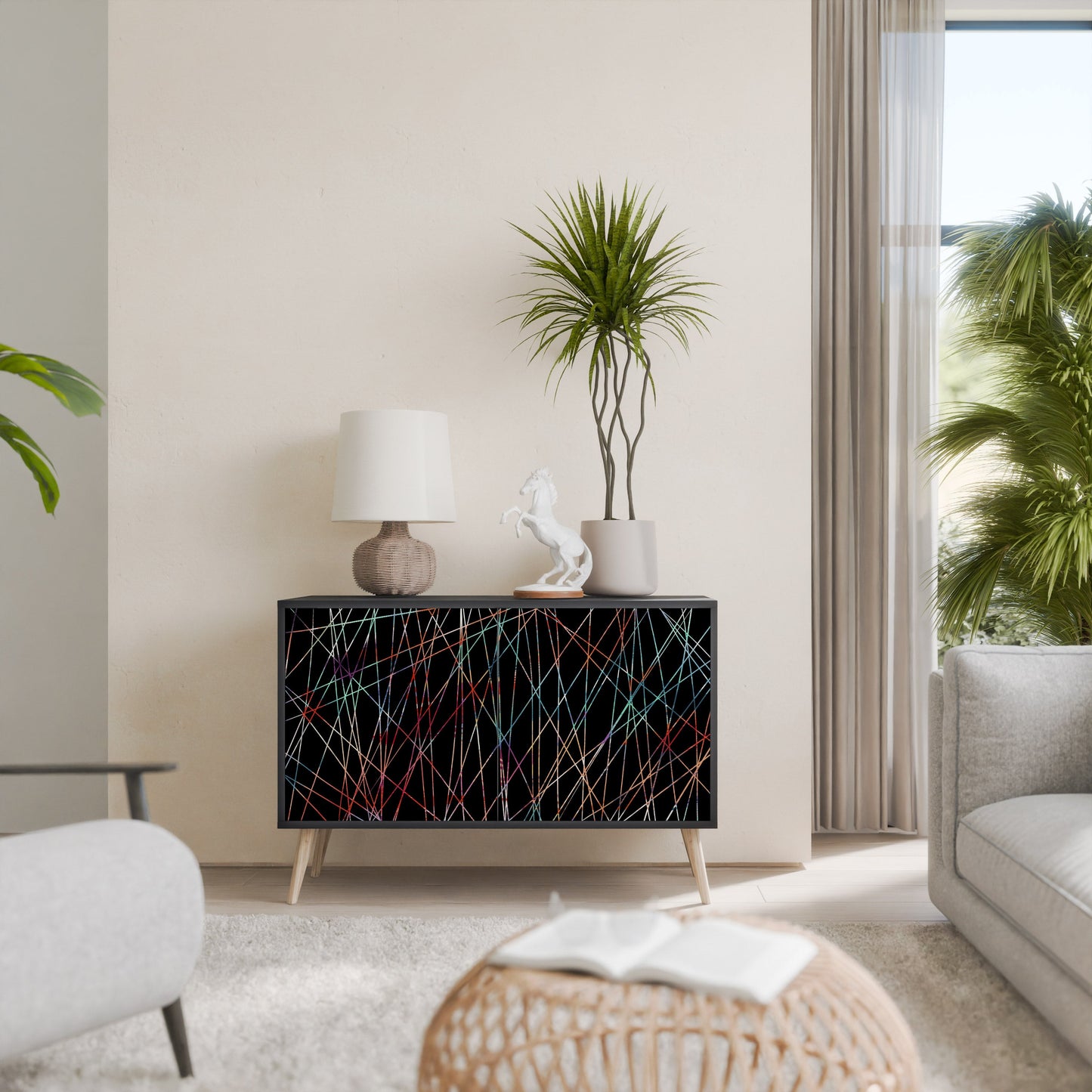 LUMINOUS SNARE 2-Door Sideboard in Black Finish